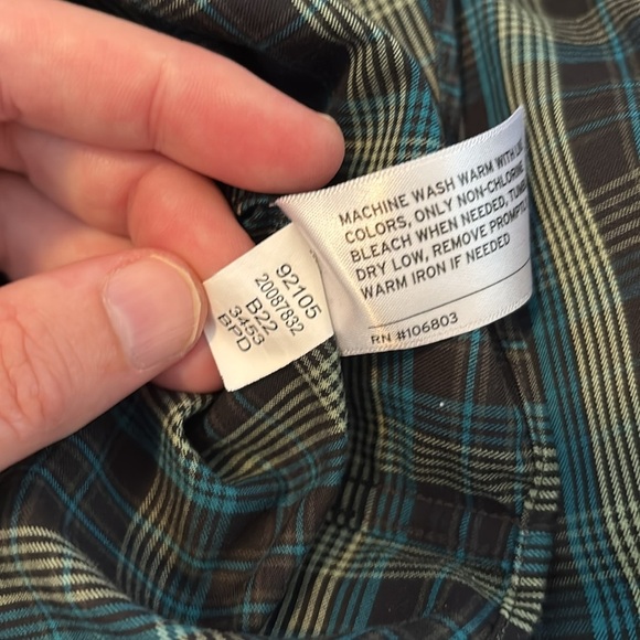 Duluth Trading Co men’s black plaid long sleeve button down shirt size large - Picture 9 of 9